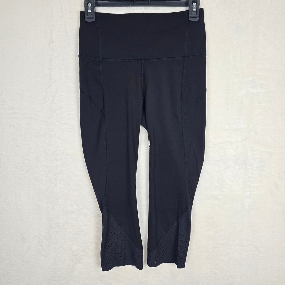 Lululemon Anew Crop 21" Black High Rise Laser Cut Leggings Womens Size 6